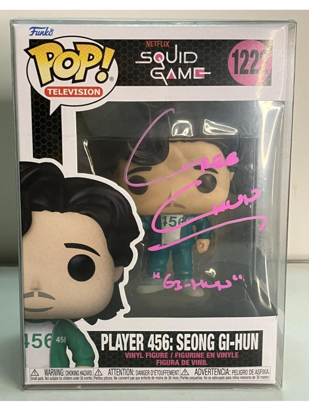 NEW SEALED Squid Game Player 456 Seong Gi-Hun Signed Funko Pop 1222 in Clear Box